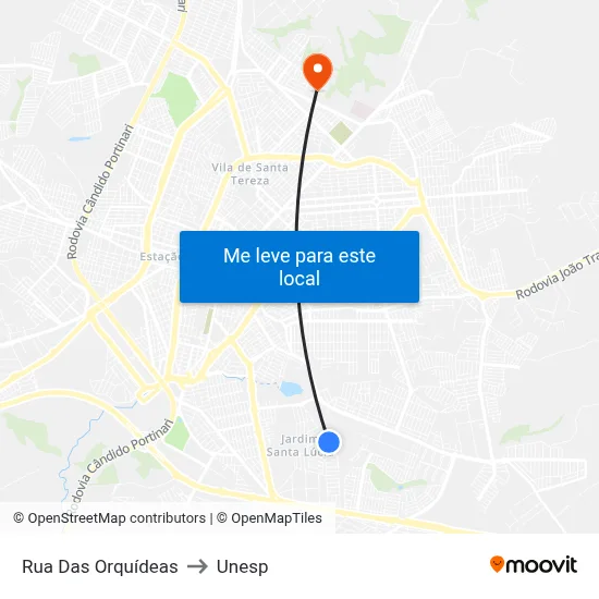 Rua Das Orquídeas to Unesp map