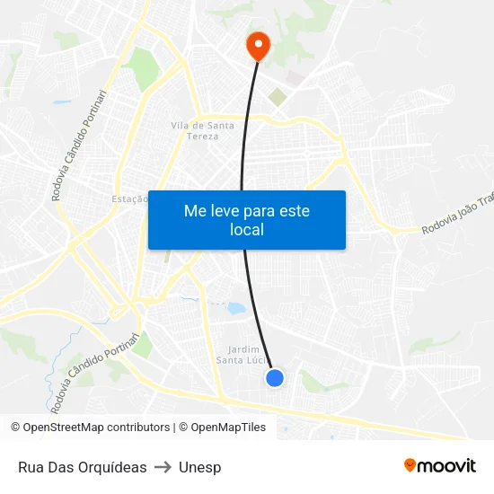 Rua Das Orquídeas to Unesp map