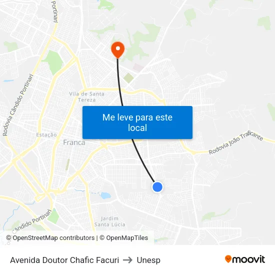 Avenida Doutor Chafic Facuri to Unesp map