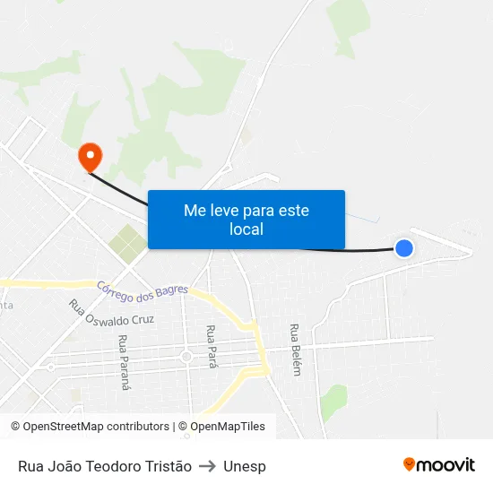 Rua João Teodoro Tristão to Unesp map