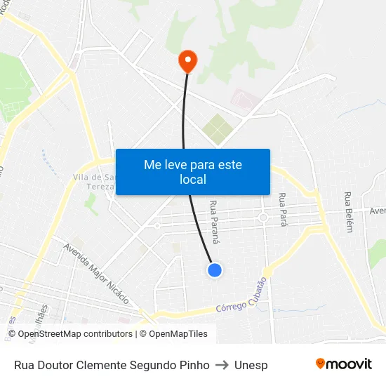 Rua Doutor Clemente Segundo Pinho to Unesp map