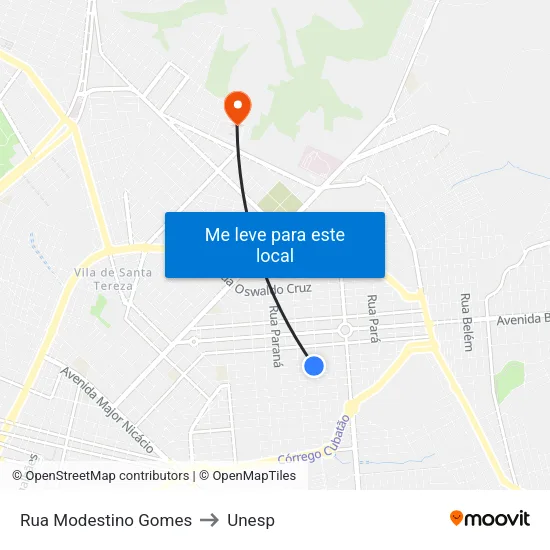 Rua Modestino Gomes to Unesp map