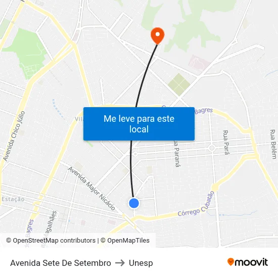 Avenida Sete De Setembro to Unesp map