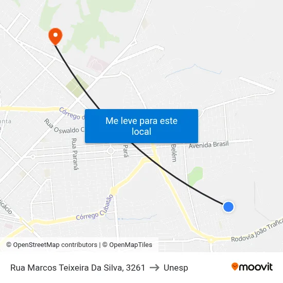 Rua Marcos Teixeira Da Silva, 3261 to Unesp map
