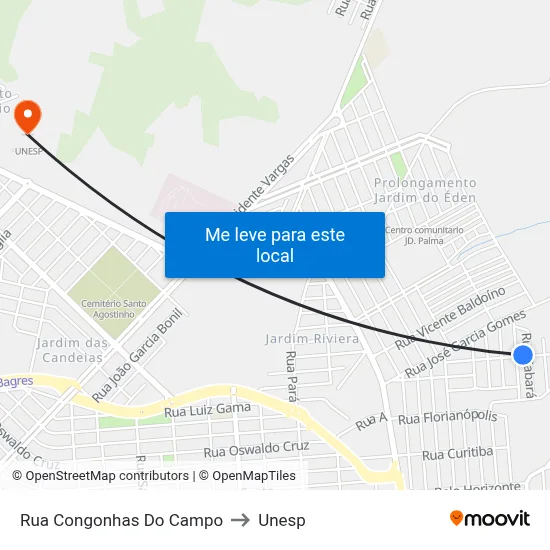 Rua Congonhas Do Campo to Unesp map