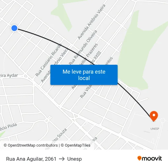 Rua Ana Aguilar, 2061 to Unesp map