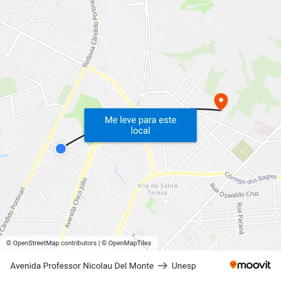 Avenida Professor Nicolau Del Monte to Unesp map