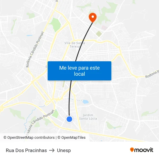 Rua Dos Pracinhas to Unesp map