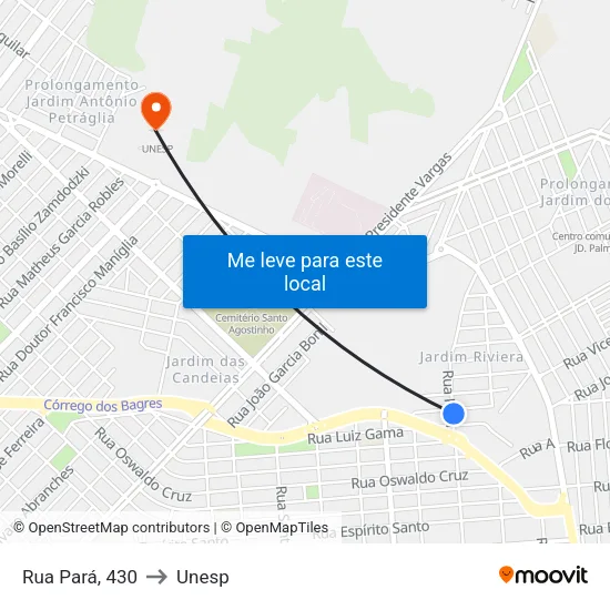 Rua Pará, 430 to Unesp map
