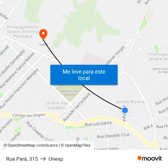 Rua Pará, 315 to Unesp map