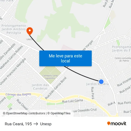 Rua Ceará, 195 to Unesp map