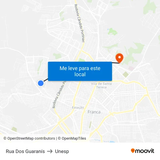Rua Dos Guaranís to Unesp map