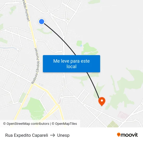 Rua Expedito Capareli to Unesp map
