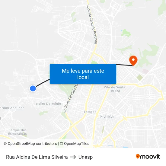 Rua Alcina De Lima Silveira to Unesp map