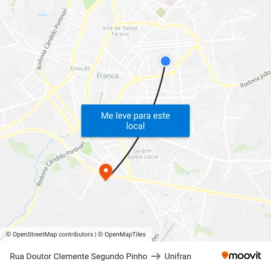 Rua Doutor Clemente Segundo Pinho to Unifran map