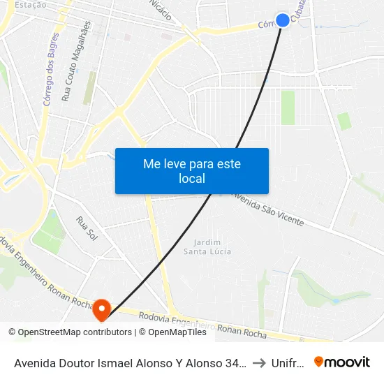 Avenida Doutor Ismael Alonso Y Alonso 3463 to Unifran map