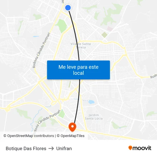 Botique Das Flores to Unifran map