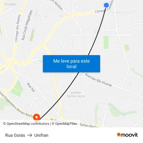 Rua Goiás to Unifran map
