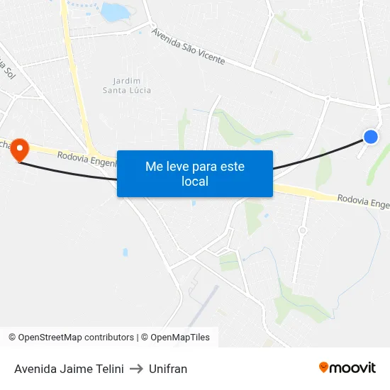 Avenida Jaime Telini to Unifran map