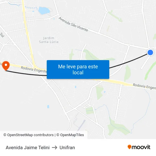 Avenida Jaime Telini to Unifran map