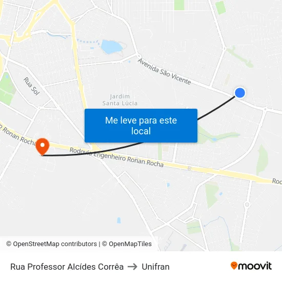 Rua Professor Alcídes Corrêa to Unifran map