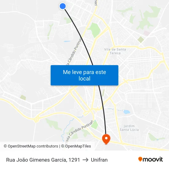 Rua João Gimenes García, 1291 to Unifran map
