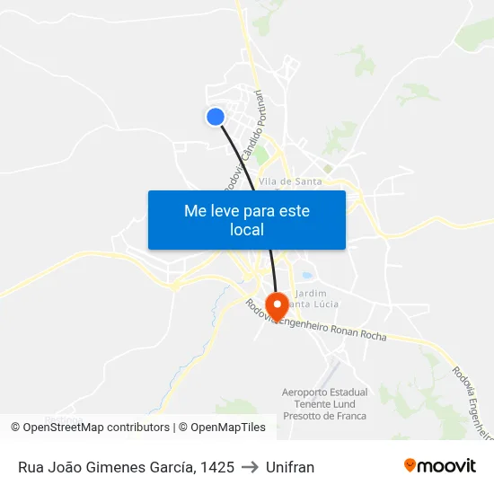 Rua João Gimenes García, 1425 to Unifran map