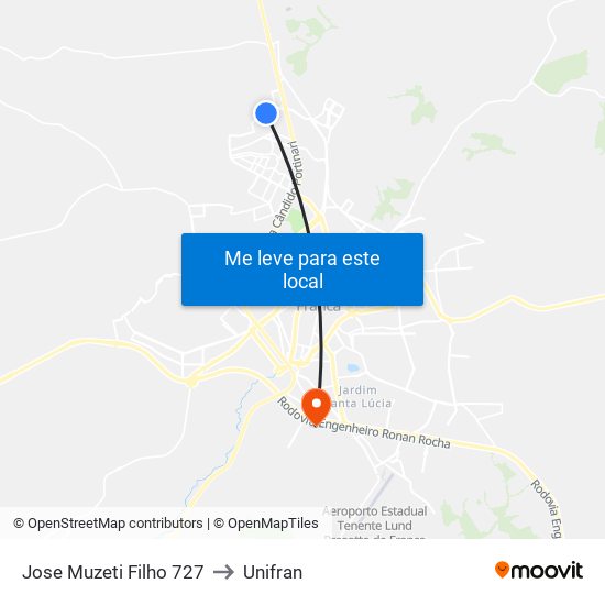 Jose Muzeti Filho 727 to Unifran map