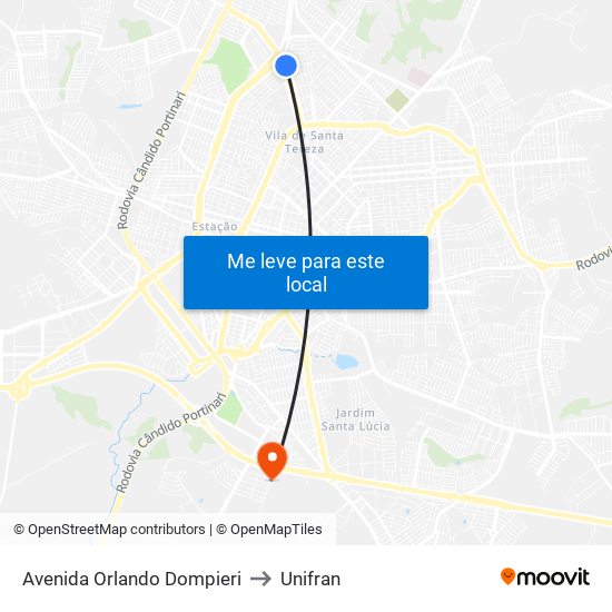 Avenida Orlando Dompieri to Unifran map