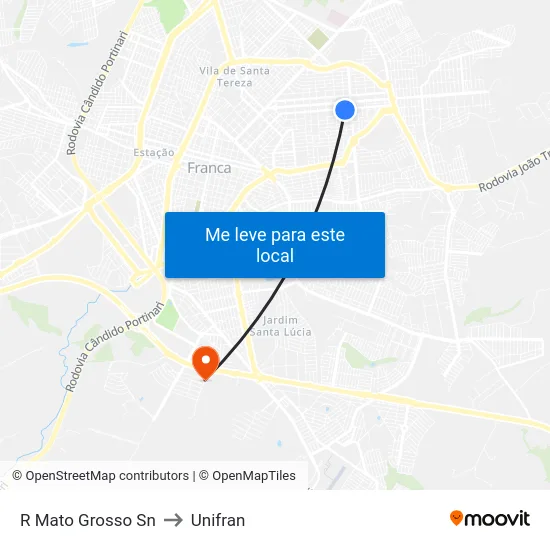 R Mato Grosso Sn to Unifran map