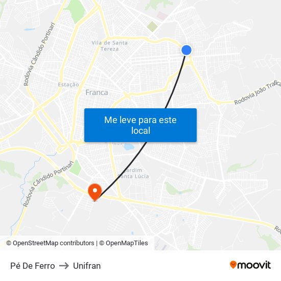 Pé De Ferro to Unifran map