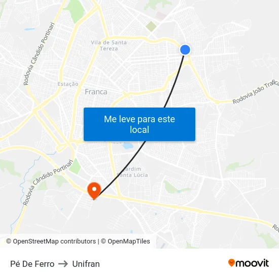 Pé De Ferro to Unifran map