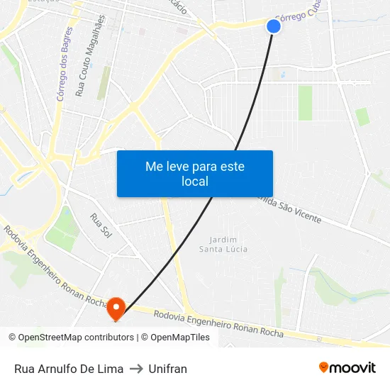 Rua Arnulfo De Lima to Unifran map