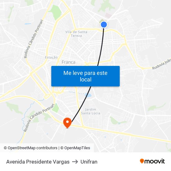 Avenida Presidente Vargas to Unifran map