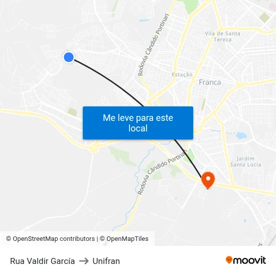 Rua Valdir García to Unifran map