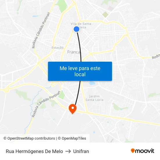 Rua Hermógenes De Melo to Unifran map