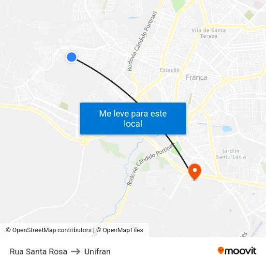 Rua Santa Rosa to Unifran map