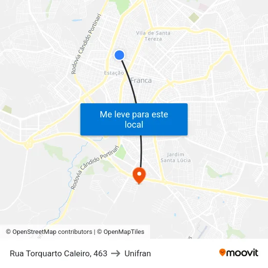 Rua Torquarto Caleiro, 463 to Unifran map
