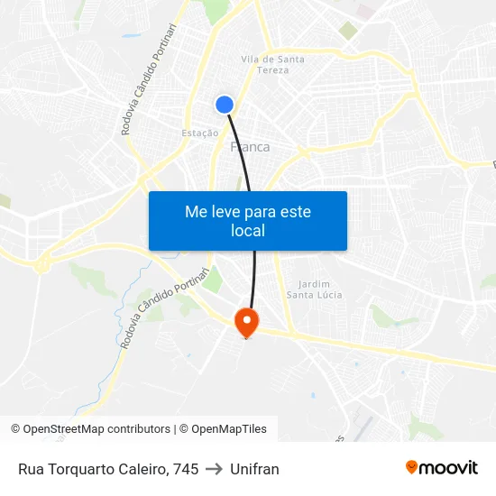 Rua Torquarto Caleiro, 745 to Unifran map