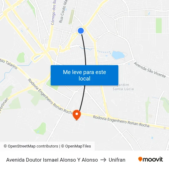 Avenida Doutor Ismael Alonso Y Alonso to Unifran map