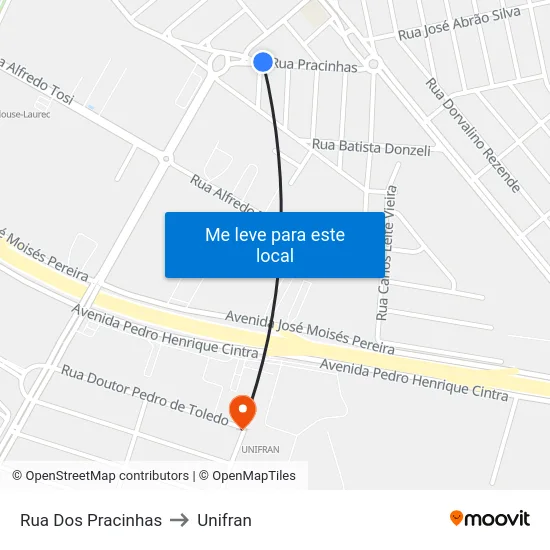 Rua Dos Pracinhas to Unifran map