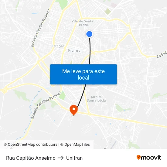 Rua Capitão Anselmo to Unifran map