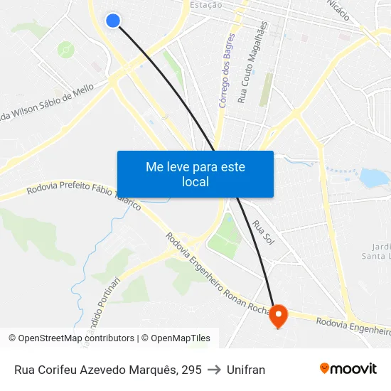 Rua Corifeu Azevedo Marquês, 295 to Unifran map
