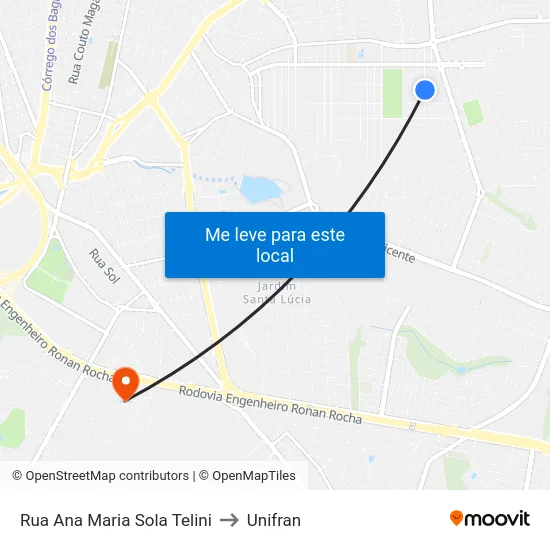 Rua Ana Maria Sola Telini to Unifran map