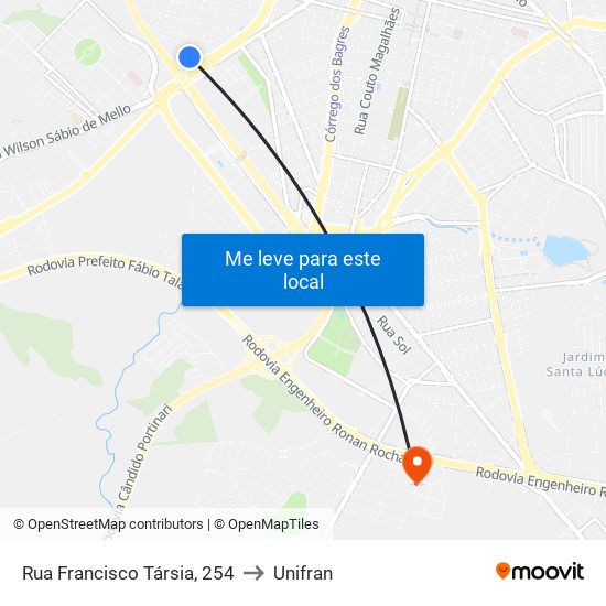 Rua Francisco Társia, 254 to Unifran map