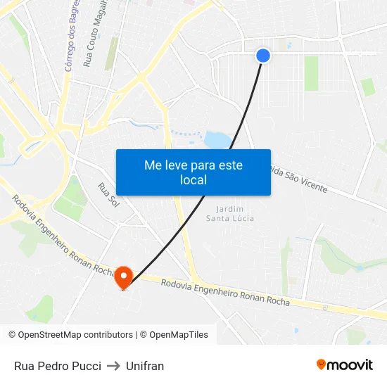 Rua Pedro Pucci to Unifran map