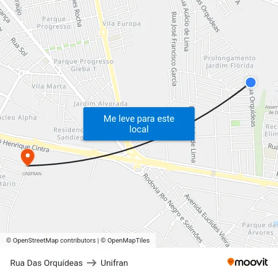 Rua Das Orquídeas to Unifran map