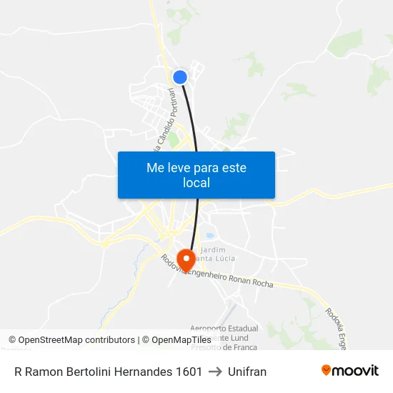 R Ramon Bertolini Hernandes 1601 to Unifran map