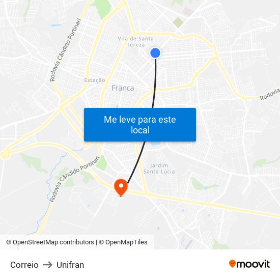 Correio to Unifran map