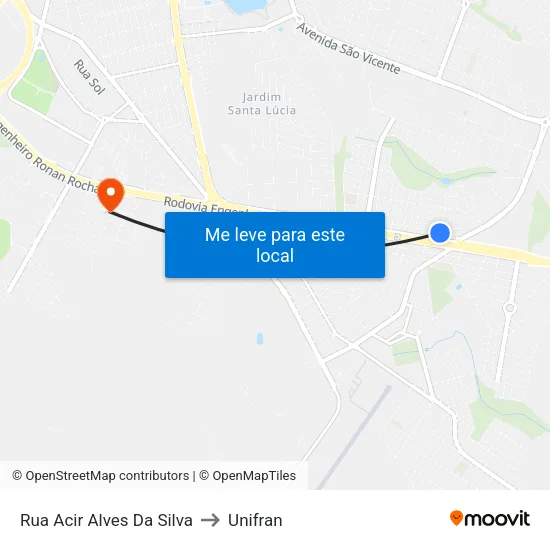 Rua Acir Alves Da Silva to Unifran map